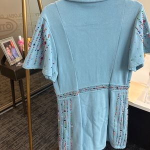 Queen of sparkles blue rhinestone, half zip dress